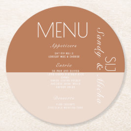 Bohemian Bröllop Menu Terracotta Underlägg Papper Rund
