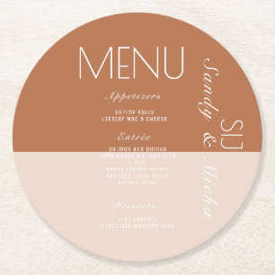 Bohemian Bröllop Menu Terracotta  Underlägg Papper Rund