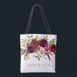 Bohemian Burgundy Marsala Watercolor Blommigt Tygkasse<br><div class="desc">Bohemian stil Allover Print Tote Bag med vattenfärgillustration av burgundi,  Marsala,  röda och rosa peonies och ro med fjädrar accent. Det här är perfekt till hösten | Fall- och vinterhändelser. Matchande objekt är också tillgängliga.</div>