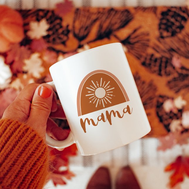 Bohemian Burnt Orange Rainbow Sol Mamma Kaffemugg (Skapare uppladdad)