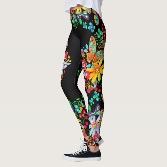 Bohemian Butterfly Blommigt Leggings (Vänster)