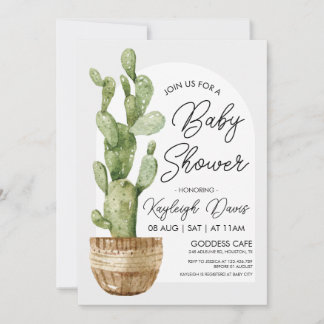 Bohemian Cactus Baby Shower Succulent Inbjudningar