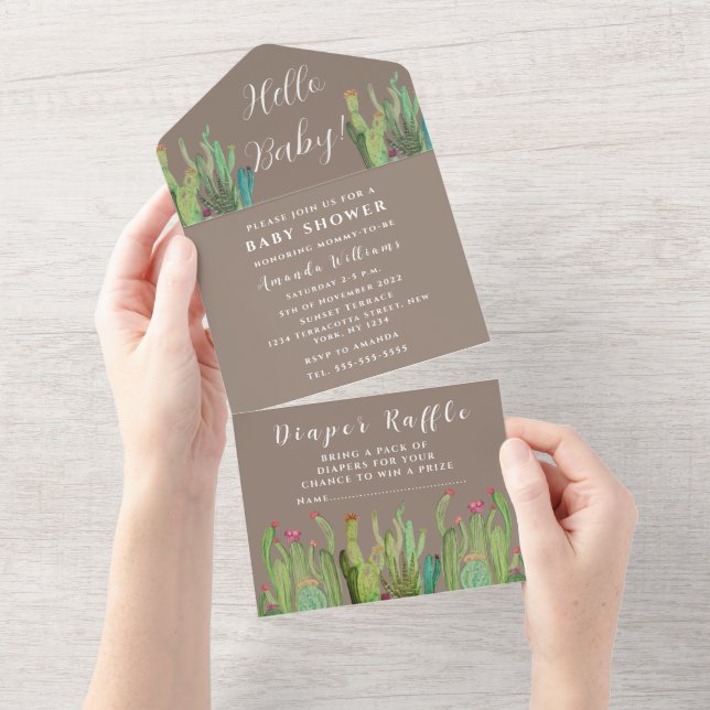 Bohemian Cactus Desert Baby Shower Gender Neutral (Avrivbar del)