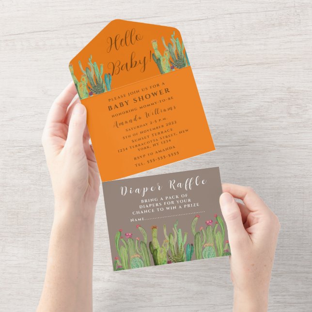 Bohemian Cactus Desert Baby Shower Gender Neutral (Avrivbar del)