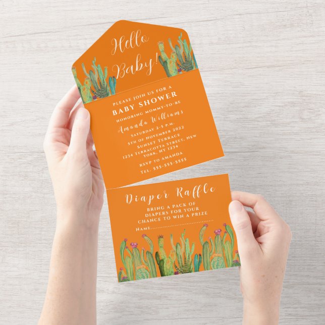 Bohemian Cactus Desert Baby Shower Gender Neutral (Avrivbar del)