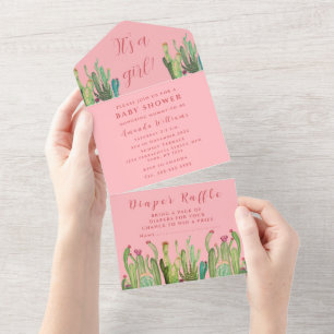 Bohemian Cactus Desert Baby Shower Girl Rosa
