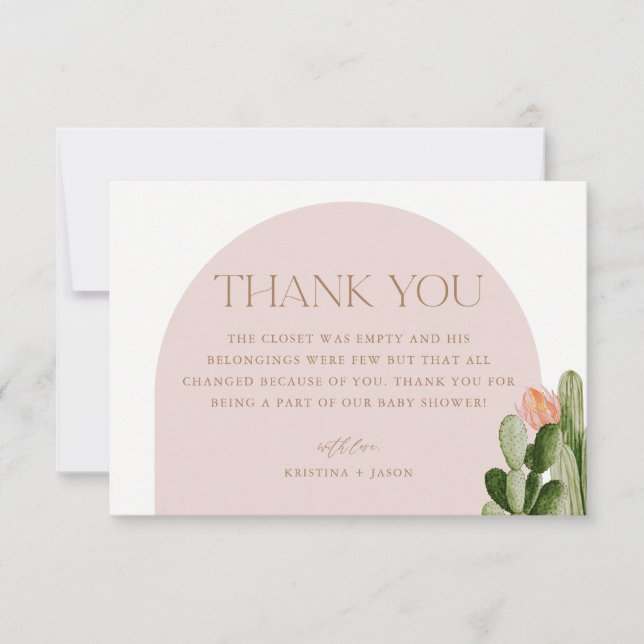 Bohemian Cactus Desert Baby Shower Tack Kort (Framsida)