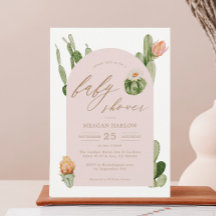 Bohemian Cactus Desert Rosa Baby Shower-inbjudan