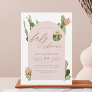 Bohemian Cactus Desert Rosa Baby Shower-inbjudan Inbjudningar