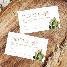 Bohemian Cactus Diaper Raffle Biljett Insert
