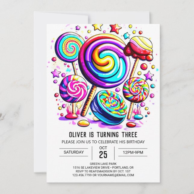 Bohemian Candy Online Birthday Inbjudningar (Framsida)