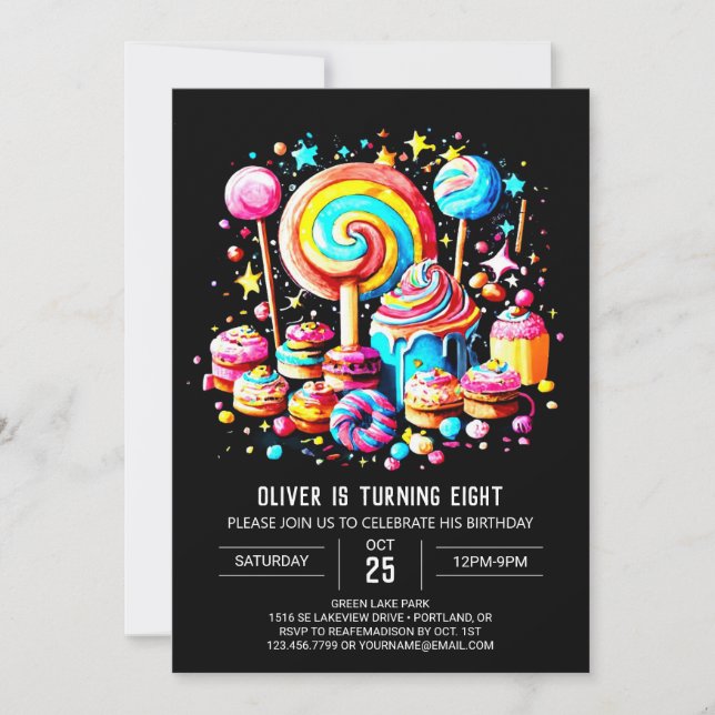 Bohemian Candy Wonderland Birthday Inbjudningar (Framsida)