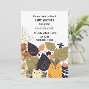 Bohemian Cat Baby Shower Inbjudningar