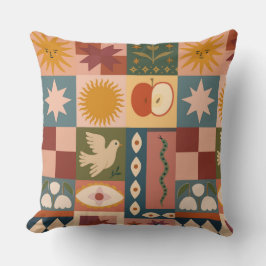 Bohemian Celestial Patchwork med psykotiska symbol Kudde