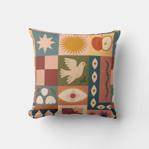 Bohemian Celestial Patchwork med psykotiska symbol Kudde