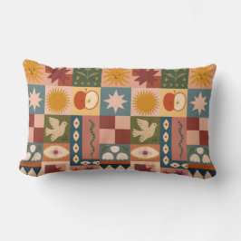 Bohemian Celestial Patchwork med psykotiska symbol Lumbarkudde
