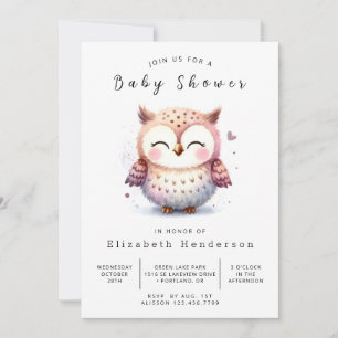 Bohemian Chic Uggla Baby Shower Inbjudningar