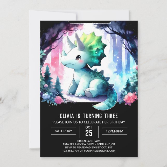 Bohemian Children Triceratops Birthday Inbjudningar (Framsida)