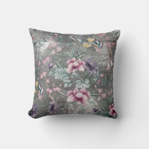 Bohemian Chinoiserie Teal Butterfly Grått Grungy
