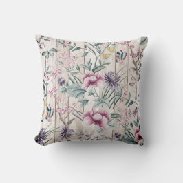 Bohemian Chinoiserie Tropical Teal Butterfly Wood Kudde