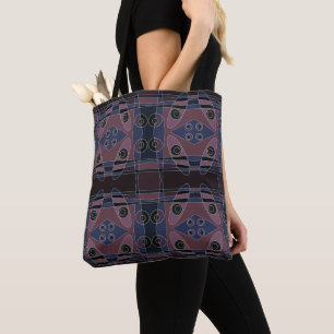 Bohemian Chintz 18 Lila Blue Black White Tygkasse
