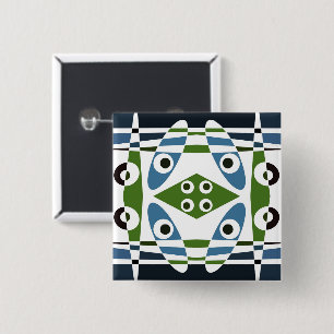 Bohemian Chintz 1 Blue Grönt Pin Button Knapp