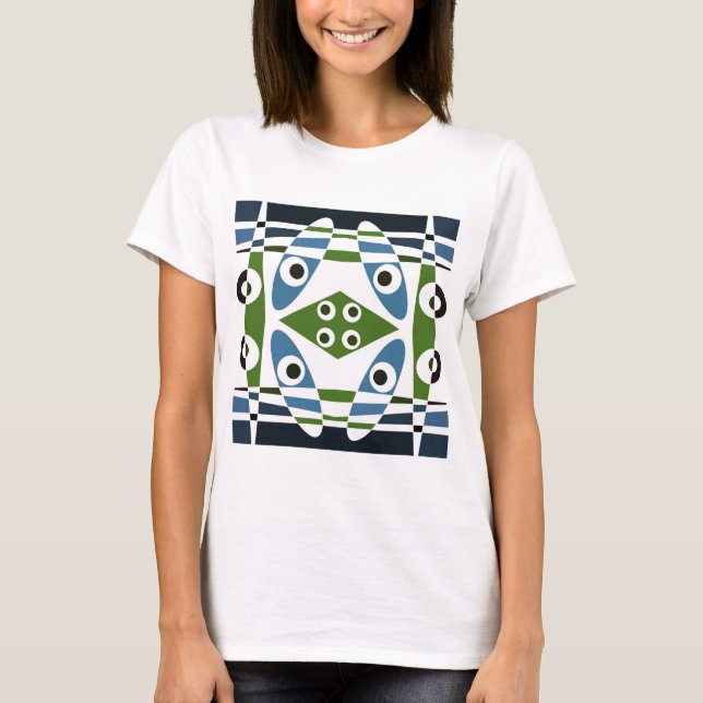 Bohemian Chintz 1 Blue Grönt T-shirt (Framsida)