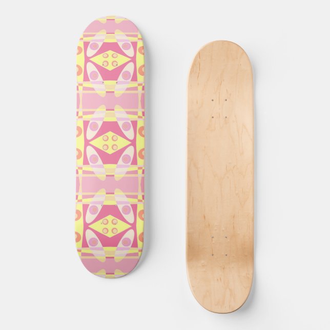 Bohemian Chintz 24 Bubblegum Rosa Gult Orange Mini Skateboard Bräda 18,5 Cm (Framsida)
