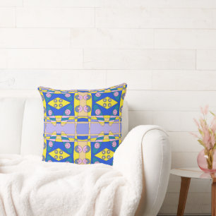 Bohemian Chintz 75 Gulters Rosa Blue Kudde