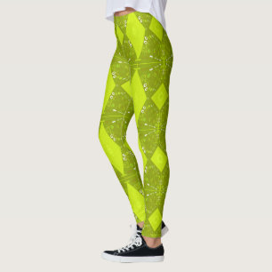 Bohemian Chintz Illustration Grönt Olive Avocado Leggings