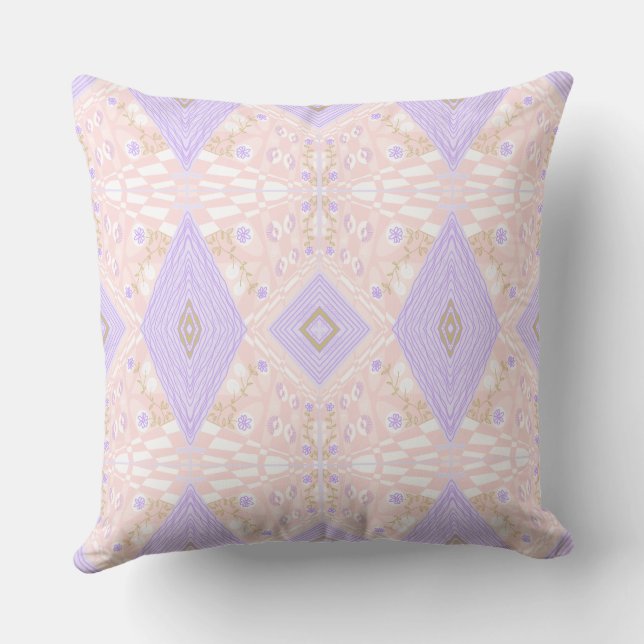 Bohemian Chintz Illustration Pastel Rosa Lavender Kudde (Baksida)