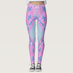 Bohemian Chintz Illustration Rosa Blue White 1 Leggings
