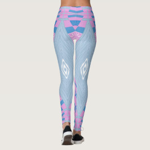 Bohemian Chintz Illustration Rosa Blue White 2 Leggings