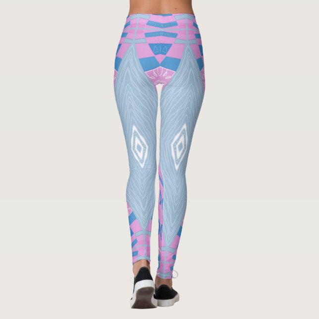 Bohemian Chintz Illustration Rosa Blue White 2 Leggings (Baksida)