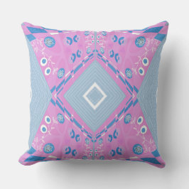Bohemian Chintz Illustration Rosa Blue White Kudde