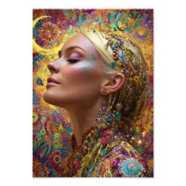 Bohemian Cosmic Goddess Art Print| Magic Woman  Fototryck