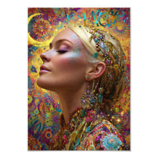 Bohemian Cosmic Goddess Art Print| Magic Woman  Fototryck