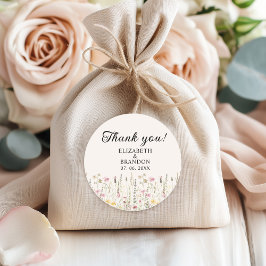 Bohemian Cream Floral Wedding Runt Klistermärke