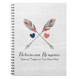 Bohemian Crossed Prows on Rustic Wood Boho Chic Anteckningsbok Med Spiral