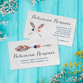 Bohemian Crossed Prows on Rustic Wood Boho Chic Visitkort