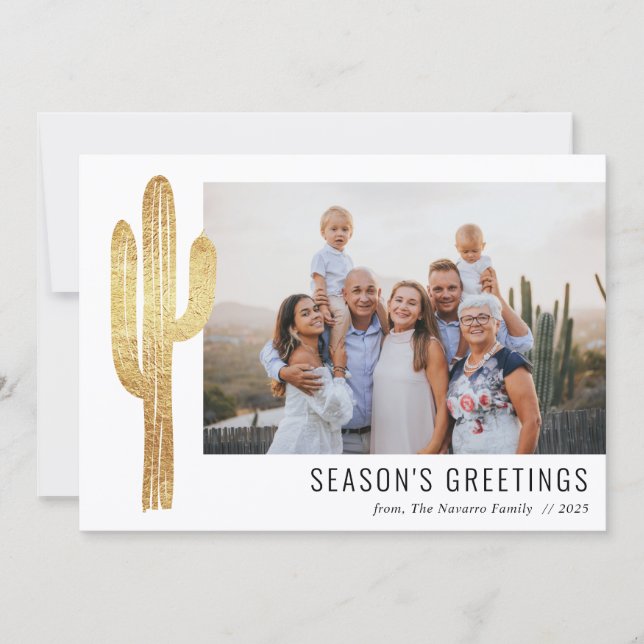 Bohemian Desert Cactus Family Photo Helgdag Card Julkort (Framsida)