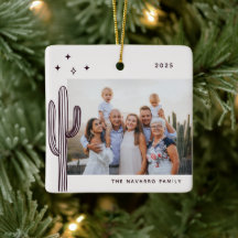 Bohemian Desert Cactus Photo Ceramic Ornament