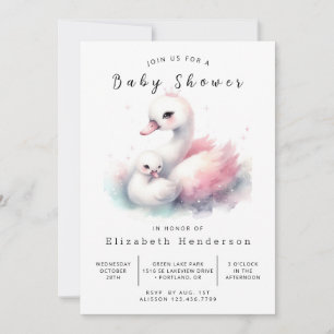 Bohemian Digital Svan Baby Shower Inbjudningar