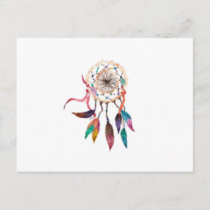 Bohemian Dreamcatcher i Vibrant Watercolor Paint Vykort