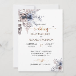 Bohemian Dusty Blue bröllopsinbjudan Inbjudningar