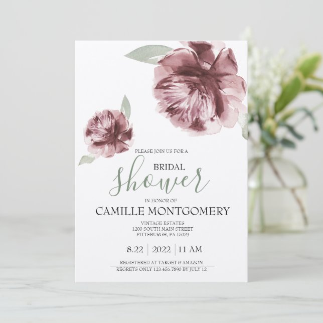 Bohemian Dusty Ro Inbjudningskort för möhippan (Stående Fram)