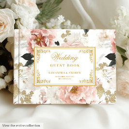 Bohemian Dusty Rosa Guld Watercolor Guest Bok