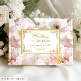 Bohemian Dusty Rosa Guld Watercolor Guest Bok