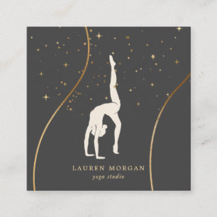 Bohemian Earth Tones Guld Yoga Studio Fyrkantigt Visitkort