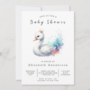 Bohemian Editable Svan Baby Shower Inbjudningar